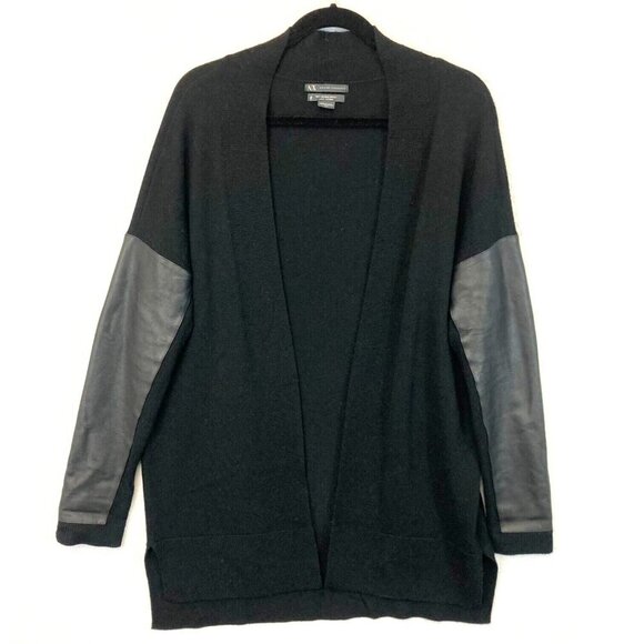 Armani Exchange 100% Merino Wool Oversized Cardigan Sweater Womens Medium Black - Picture 1 of 14